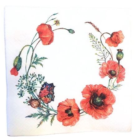 Keep Unique Floral Decorative Disposable , Spring Decoupage Napkins, Assorted Color, 20/Pack
