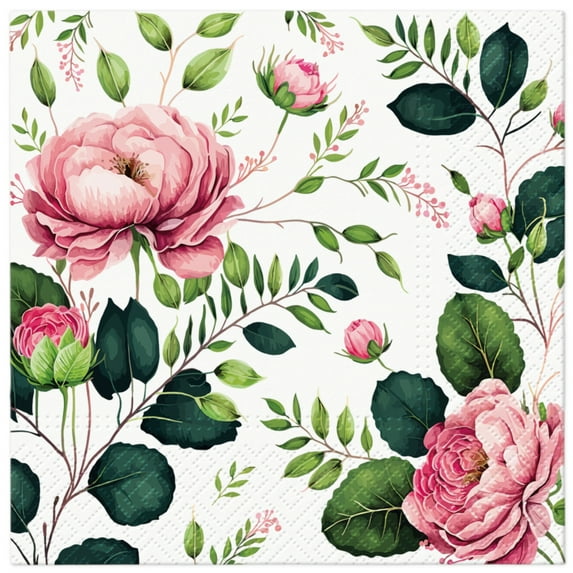 Keep Unique Floral Napkins, Luncheon Decorated Flowers Napkins Vintage, Assorted Color, 20/Pack