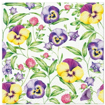 Keep Unique Floral Printed Disposable Paper Napkins, Flower Decoupage Napkins, Assorted Color, 20/Pack