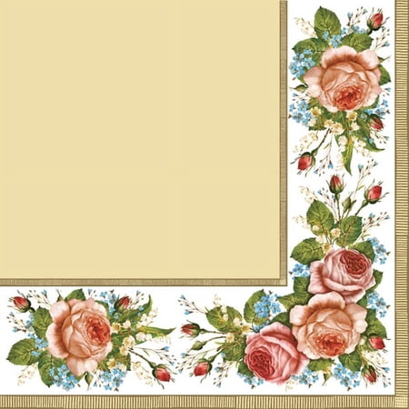 Keep Unique Floral Rose Paper Napkins, Decoupage Vintage Napkins, Assorted Color, 20/Pack