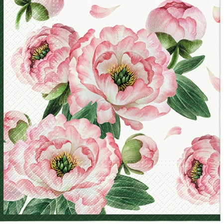 Keep Unique Floral Roses Luncheon Napkins, Decoupage Napkins, Pink & Green, 20/Pack