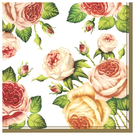 Keep Unique Luncheon Rose Paper Napkins, Flower Printed Party Napkins, Assorted Color, 20/Pack