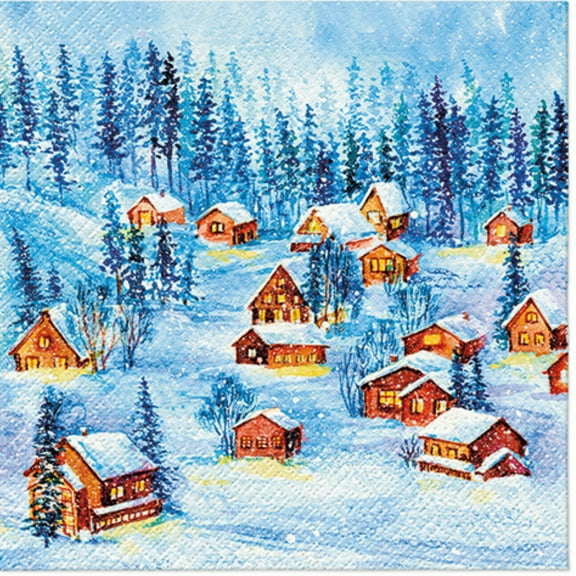 Keep Unique Nordic Winter Village Paper Napkins, Disposable Christmas Napkin, Pack/20