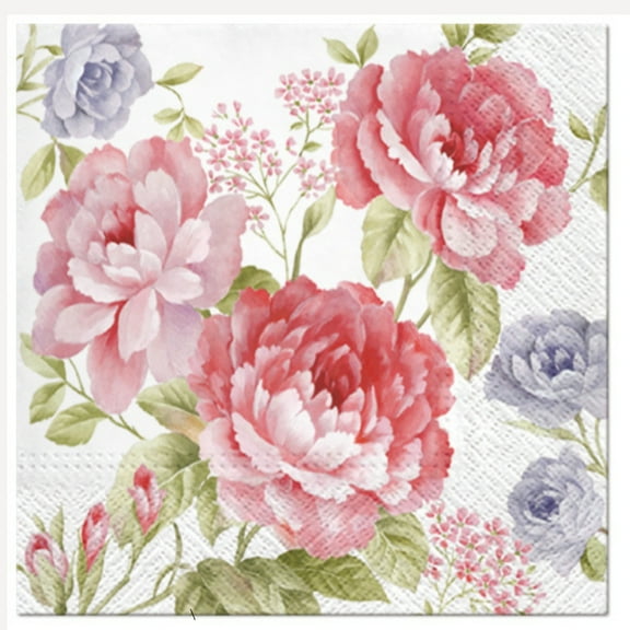 Keep Unique Paper Luncheon Decoupage Napkins Design Decorated Flowers Pink Roses, 20/Pack