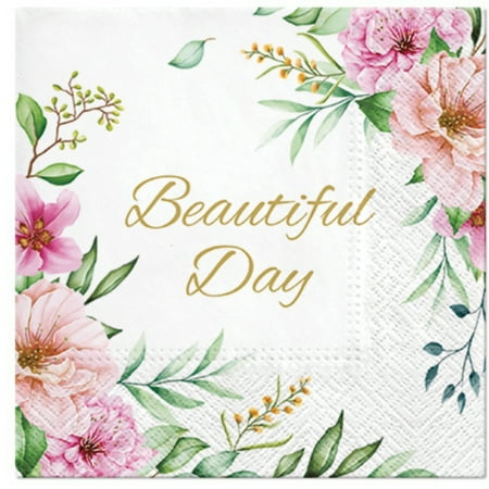 Keep Unique Floral Decoupage Decorative Paper Napkins, White Color, 20/Pack