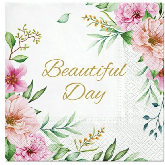 Keep Unique Floral Decoupage Decorative Paper Napkins, White Color, 20/Pack