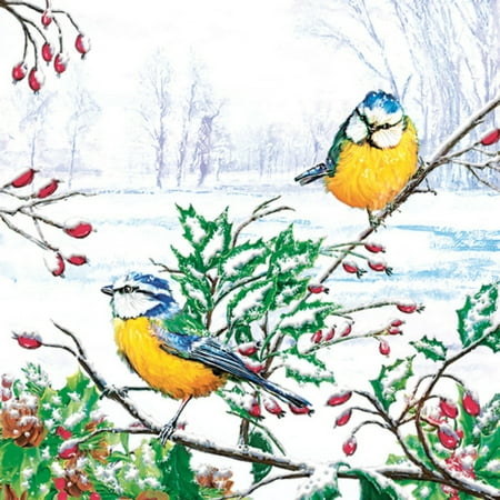 Keep Unique Winter Decoupage Decorative Paper Napkins, White Color, 20/Pack