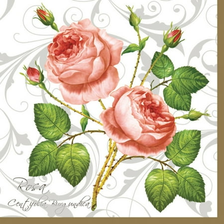 Keep Unique Paper Luncheon Design Pink White Roses Decoupage Napkins, 20/pack