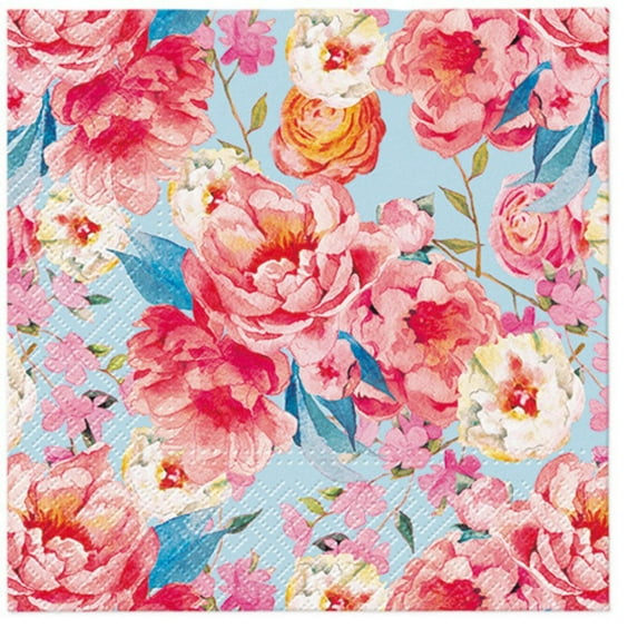 Keep Unique Spring Floral Decoupage Napkins, Decorated Flower Luncheon Napkins, Assorted Color, 20/Pack