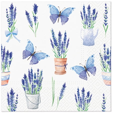 Keep Unique Paper Napkins, Napkins Decorative for Decoupage, Lavender Party Napkins, Napkins White, Pack of 20