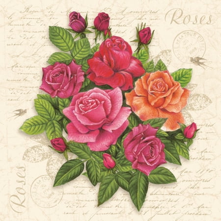 Keep Unique Vintage Roses Card Paper Napkins, Decoupage Napkin, Birthday Napkins, Pack/20