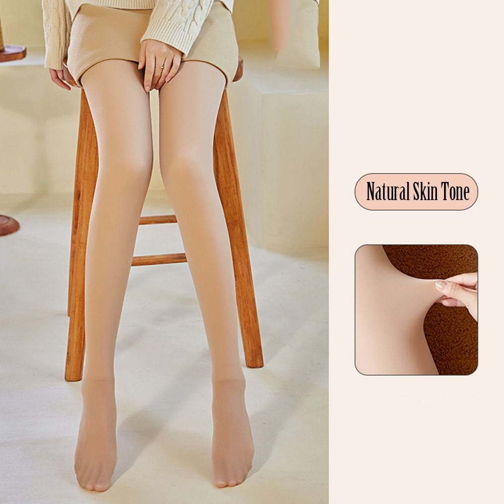 Warm Women Pu Leather Pants Tights Thicken Plush Stockings For