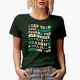 thumbnail image 1 of Keep Your Face Always Toward the Sunshine & Shadows Will Fall Behind You, Groovy Retro Wavy Text Merch Gift, Military Green T-Shirt, Large, 1 of 5