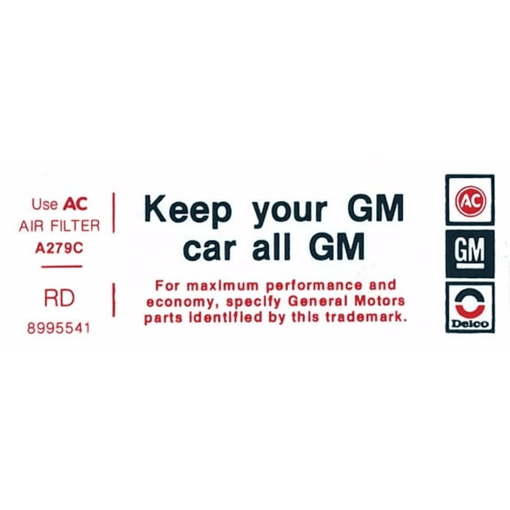 Keep Your GM Car All GM Decal For 1977 Pontiac Firebird 4 BBL RD Code