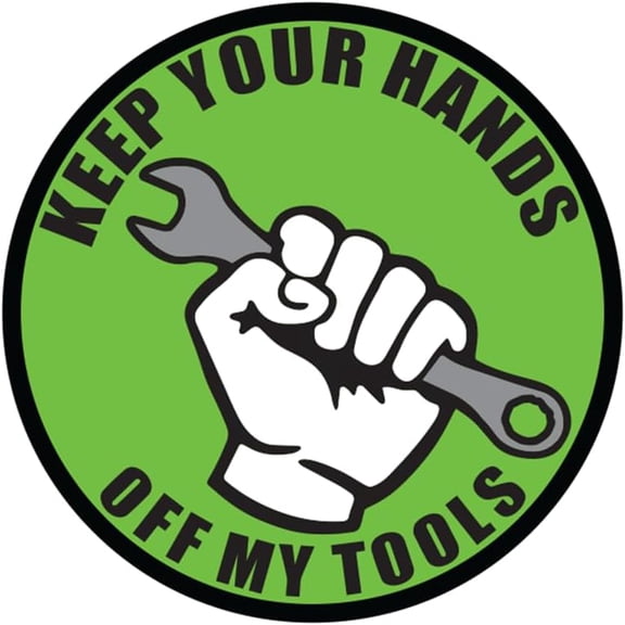 Keep Your Hands Off My Tools Funny Mechanic Wrench Vinyl Sticker Decal for Toolbox, Hard Hat, Bumper, Laptop, Water Bottle (5" x 5") 3-Pack