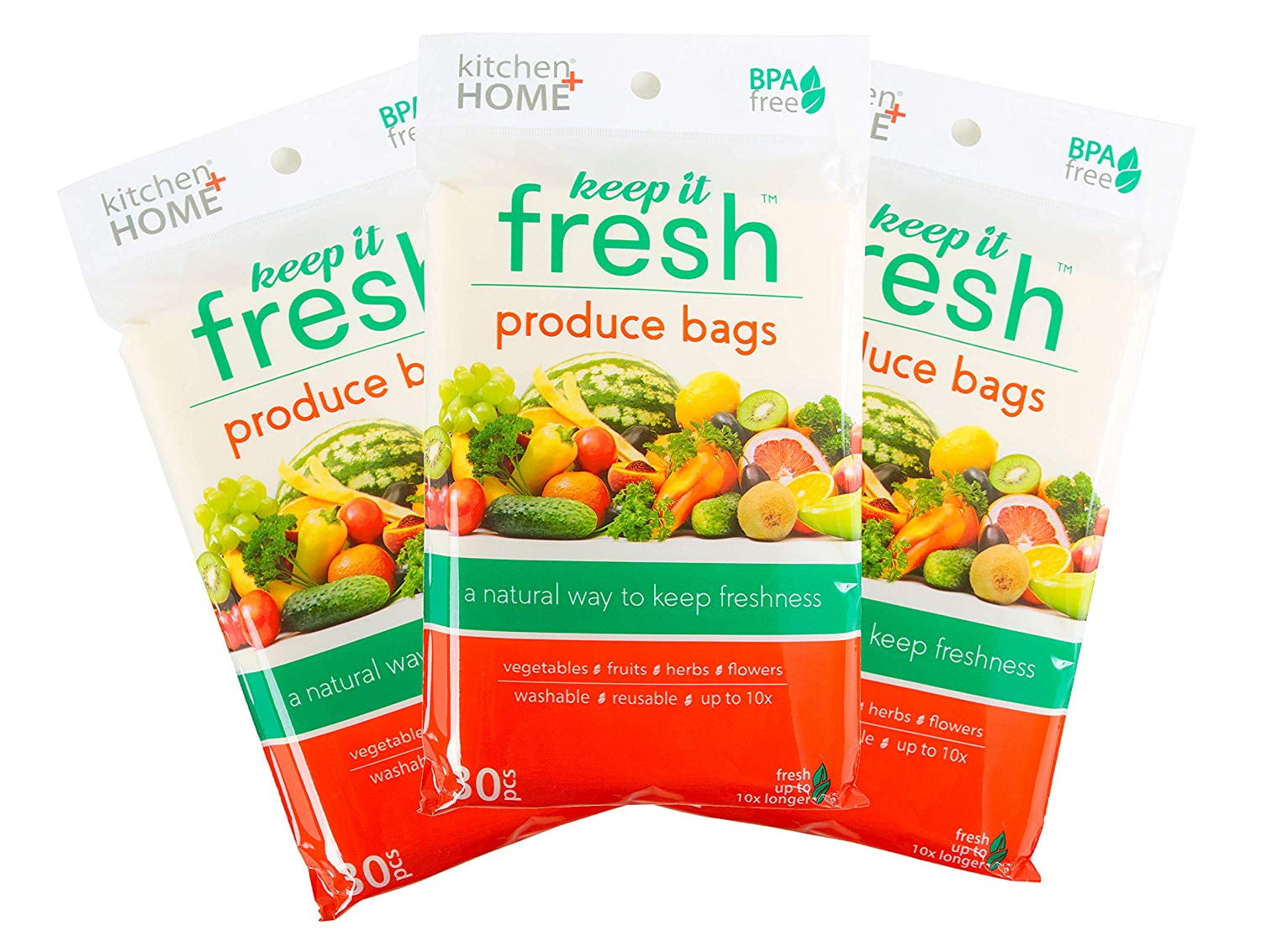 Keep it Fresh Produce Bags 60 Reusable Fruit Veggie Freshness