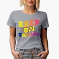 thumbnail image 1 of Keep on Smiling, Motivational Quote, Groovy Retro Wavy Text Merch Gift, Heather Grey T-Shirt, Large, 1 of 5