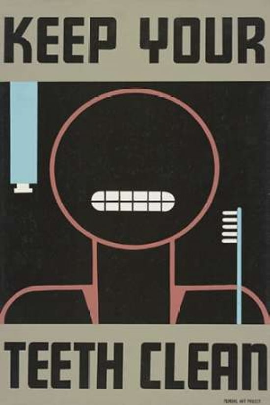 Keep your teeth clean Canvas Art - WPA (12 x 18)