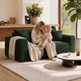 thumbnail image 1 of KeepCharm 67" Corduroy Boneless Loveseat Sofa, Memory Foam & Pocket Spring Cloud Couch, No Assembly Floor Sofa, Deep Seat Frameless Couch Green, 1 of 8