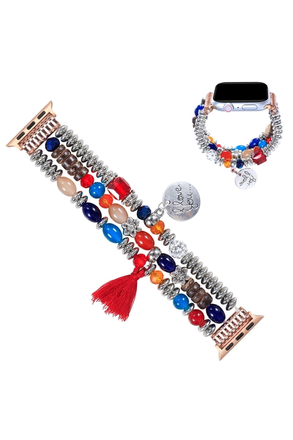 Handmade Elastic Bead Bracelet Compatible with Apple Watch Band 38/40/41mm Replacement for iWatch Bands Series 7/6/5/4/3/2/1