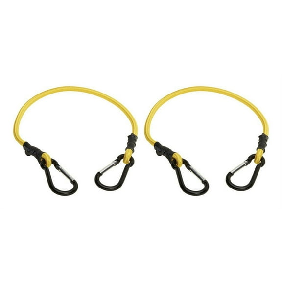Keeper 06080 Carabiner Style Bungee Cord, Yellow, 24", 2 Pack