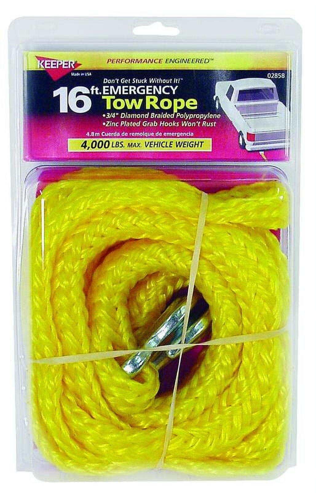Keeper 2858 Diamond Braided Tow Rope, 3/4 in Dia x 16 ft L, 700 lb ...
