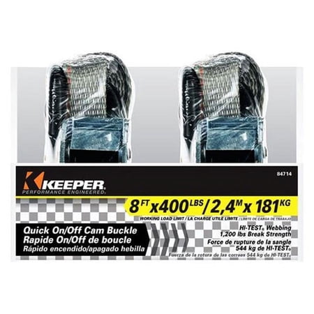 Keeper 84714 Tie Down Strap, Grey, 8'