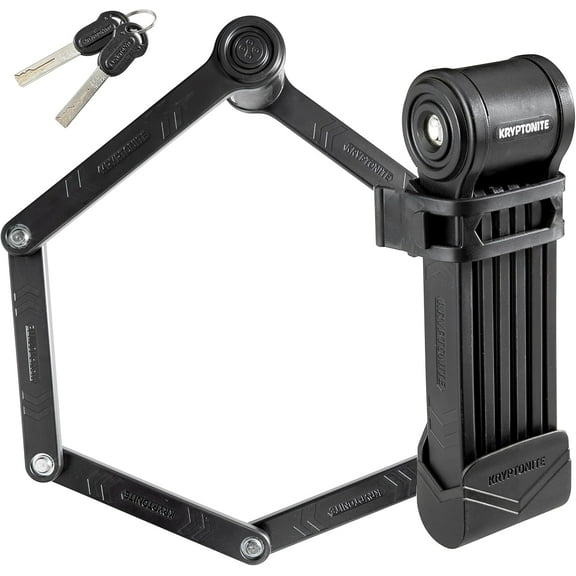Keeper Folding Bike Lock, 2.75FT/3.25 FT Long Compact Lightweight High Security Anti-Theft Foldable Bicycle Lock with 2 Keys and Mount for E-Bikes Scooter Road Mountain Bike