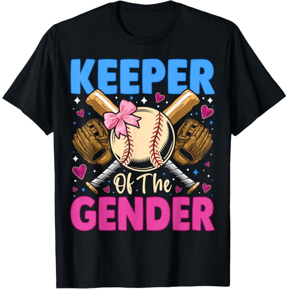 Keeper Of The Gender Baseball or Bows Gender Reveal Party T-Shirt
