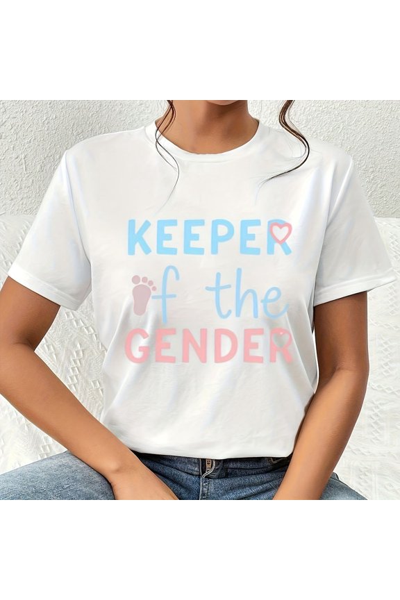 Keeper Of The Gender S1Hower Reveal All Sean 220g Cotton Single Sided Printed Crew Neck S1Hort8