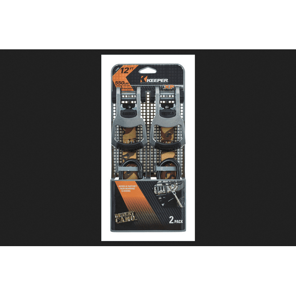 Keeper Tie Down Strap Camouflage 12 ft. L 550 lb. 2 pk