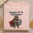 thumbnail image 1 of Keeper of Ye Dumpster Embroidered Sweatshirt, Raccoon Knight Hoodie, Funny Trash Panda Shirt, Medieval Meme Crewneck, Gag Gift, 1 of 4