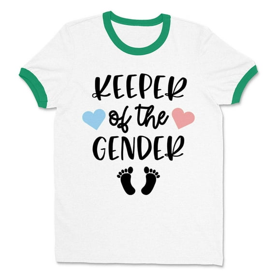 Keeper of the Gender Ringer Tee Shirt Unisex Large White/Kelly Green