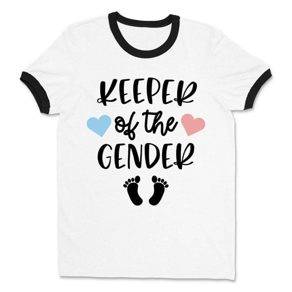 Keeper of the Gender Ringer Tee Shirt Unisex Small White/Black