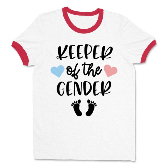 Keeper of the Gender Ringer Tee Shirt Unisex Small White/Red