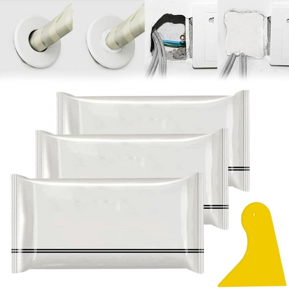 Keepholdon New Type Waterproof Sealant Mastic, 2025 Upgrade White Waterproof Repair Sealing Clay, Nano Magic Clay Sealant Mastic, Quick Wall Mending Mud for Drain Connection (3Pcs)