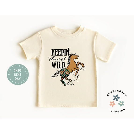 Keepin The West Wild Kids Tee, Western Kids Shirt, Cowboy, Ranch Hand, Country, Gift For Boy Girl, Grandchild, Toddler Shirt TODDLER SHORT SLEEVE TEE BELLA CANVAS 3001T