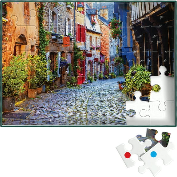 Keeping Busy Dementia Puzzle - 35 pcs Color Coded for Multiple Levels, Town in Color