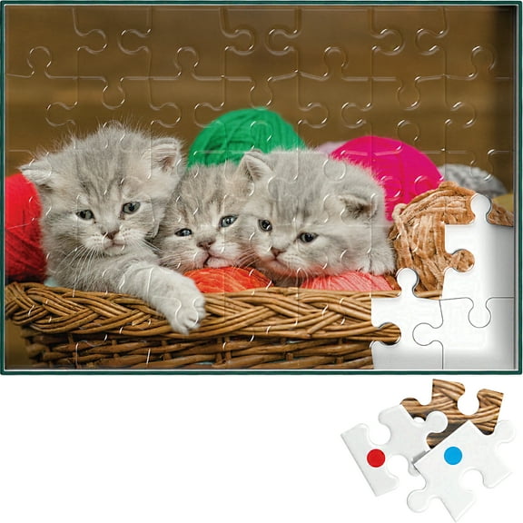 Keeping Busy Kittens in a Basket Puzzle for Older Adults with Dementia - 35 pcs Sequenced Jigsaw for Memory Loss - Color Coded - Engaging Alzheimers and Dementia Activities for Seniors