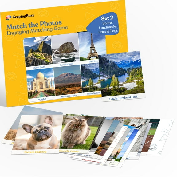 Keeping Busy Match The Photo Activity for Late Dementia, with Fun Facts & Discussion Booklet, Matching Card Game for Seniors with Dementia, Set 2, Engaging Alzheimer’s and Dementia Activities