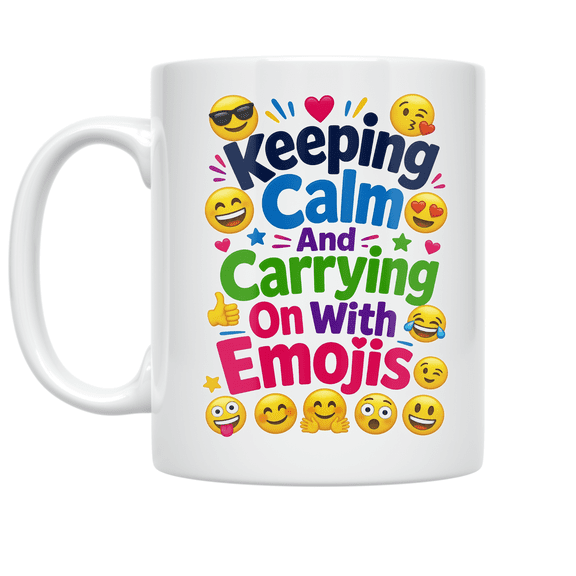 Keeping Calm And Carrying On With Emojis - Emoji Lovers - 11 oz Ceramic Coffee Mug