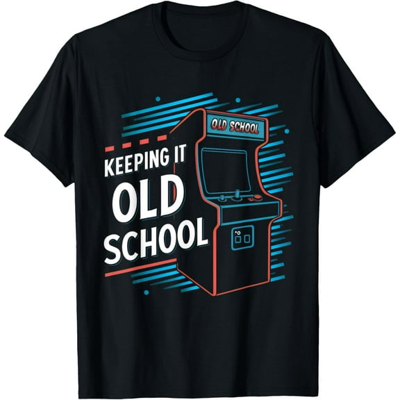 Keeping It Old School Gamer Vintage 80's 90's Arcade Gaming T-Shirt men and women can wear, black, white, gifts