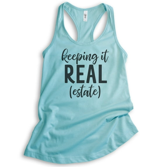 Keeping It Real (Estate) Tank Top, Ladies Racerback Tank Top, Real Estate Agent Realtor Gift Tank, Cancun, XX-Large