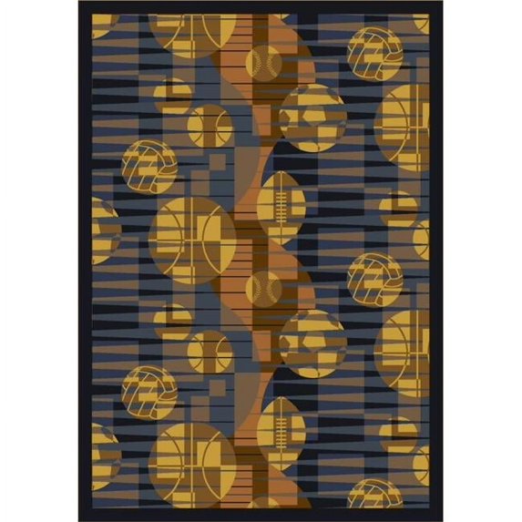 Keeping Score Blue 5 ft.4 in. x 7 ft.8 in. WearOn Nylon Machine Tufted- Cut Pile Sports Rug