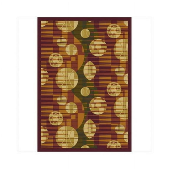 Keeping Score Rust 5 ft.4 in. x 7 ft.8 in. WearOn Nylon Machine Tufted- Cut Pile Sports Rug