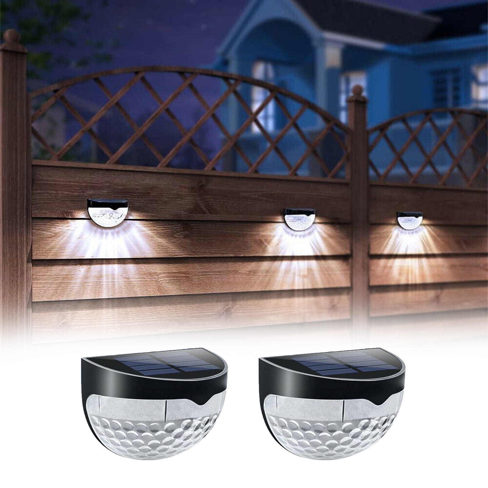 Keeplus 2pc Solar Fence Lights Solar Powered Outdoor Fence Lighting For