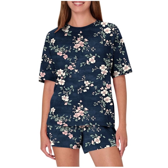 Keeplus Womens Pajama Sets Plus Size 2 Piece Pjs Set Loose Oversized Sleepwear Short Sleeve Button down Shirts Shorts Casual Lounge Sets Outfits