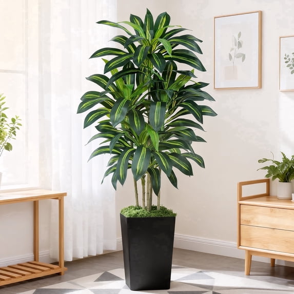 Keeplush 6FT Artificial Dracaena Tree with Planter, Indoor Faux Plant, Tall, Potted