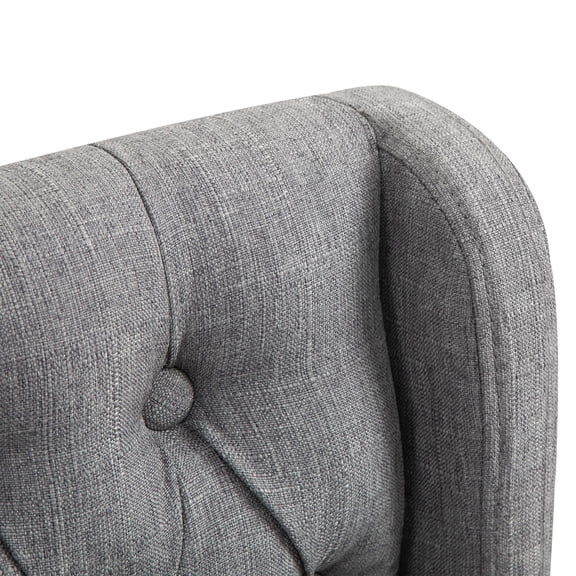 Keepoman Barstools with Tufted Wingback Armless Upholstered, Rubber Wood Legs and Set of 2, Counter Stools for Bars, Kitchen, Pubs, Gray