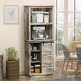 thumbnail image 1 of Keepoman Pantry Storage Cabinet with Sliding Barn Door and Adjustable Shelf, Kitchen Pantry Cabinet with Hutch for Dining Room, Living Room, Laundry, Bathroom, Vintage Wood, 1 of 7